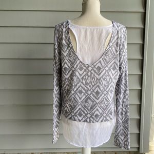 Grey and white knit top